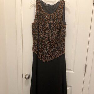 Black and Gold Brocaded gown by Jkara, New York